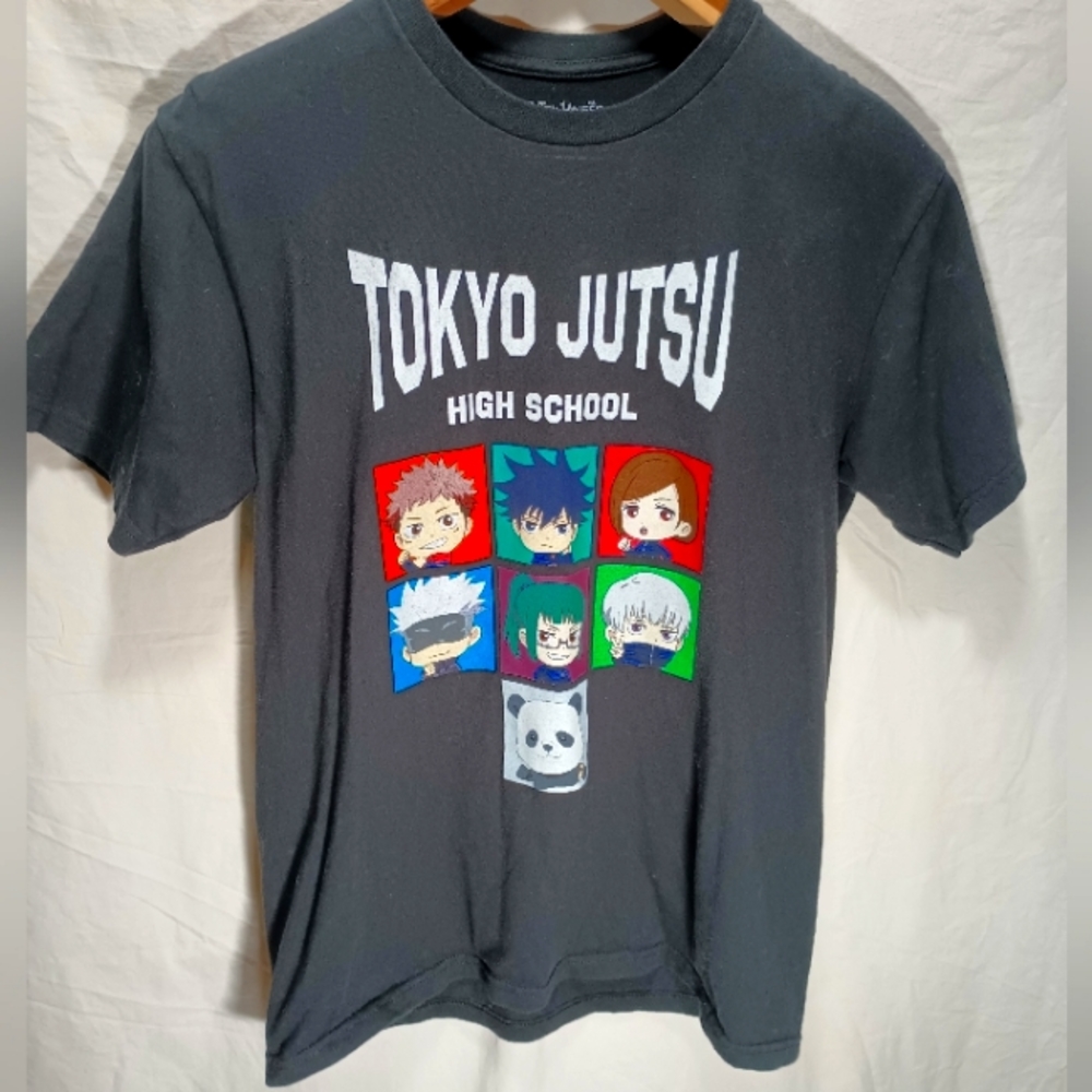 Jujutsu Kaisen New Adult T-Shirt - High School Chibi Style Symbols Back Size M